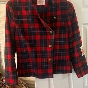 Pendleton Red and Black Plaid Blazer